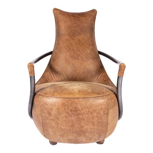 Carlisle Club Chair Grazed Brown Leather by Moe's Home Collection