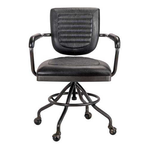 Foster Swivel Desk Chair Onyx Black Leather by Moe's Home Collection