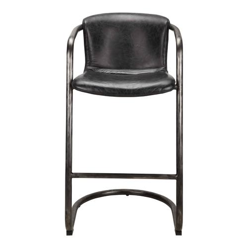 Freeman Barstool Onyx Black Leather (Set of 2) by Moe's Home Collection