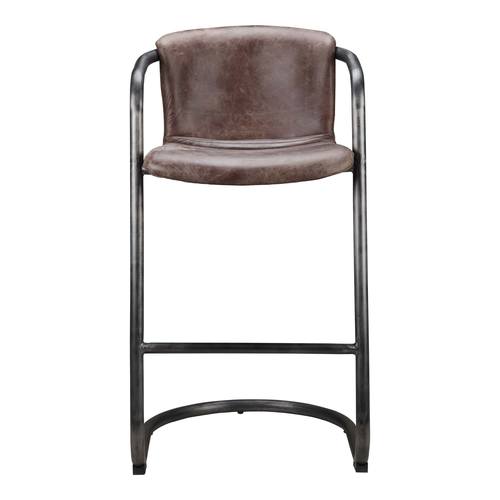 Freeman Barstool Grazed Brown Leather (Set of 2) by Moe's Home Collection
