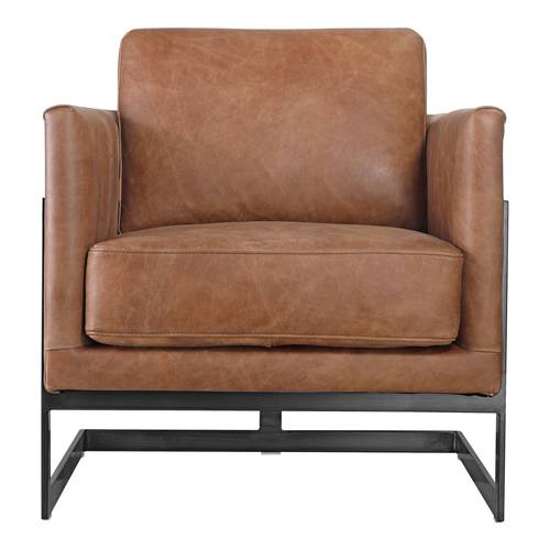 Luxley Club Chair Open Road Brown Leather by Moe's Home Collection