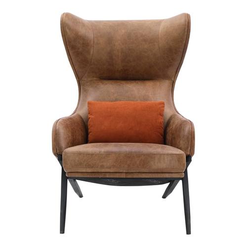 Amos Leather Accent Chair Open Road Brown Leather by Moe's Home Collection