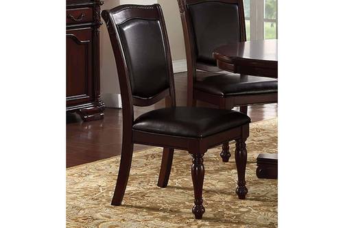 F1729 Cherry Faux Leather Dining Chair (Set of 2) by Poundex