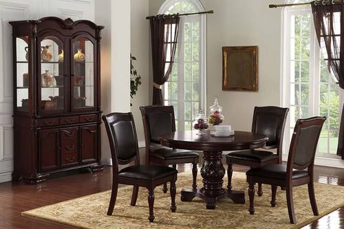 F2187 Cherry Rubber Wood Round Dining Table by Poundex