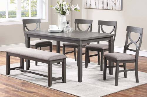 F2563 Light Grey 6-Pcs Dining Set by Poundex