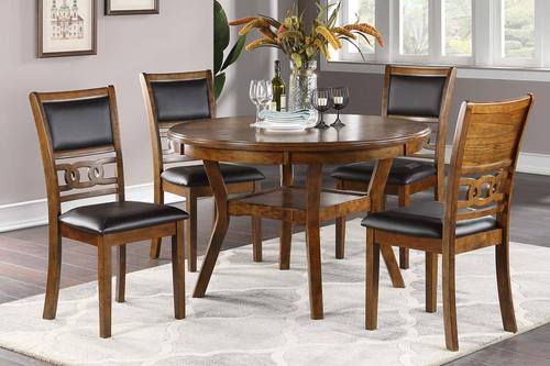 F2565 Walnut Rubberwood Dining Table by Poundex