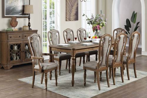 F2573 Brown Rubber Wood & Medium Density Fiberboard Dining Table by Poundex