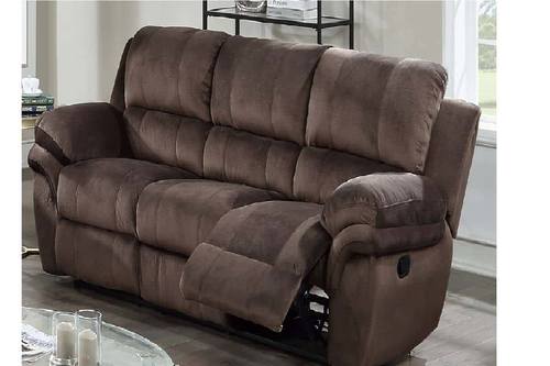 F8753 Chocolate Padded Suede Manual Motion Sofa by Poundex