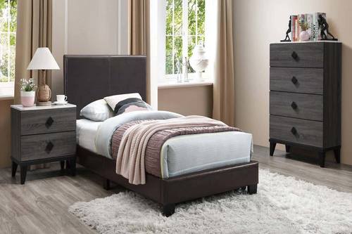 F9211 Brown Faux Leather Bed by Poundex