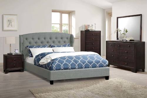 F9439 Grey Fabric Bed by Poundex
