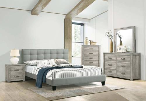 F9532 Grey Polyfiber Fabric Bed by Poundex