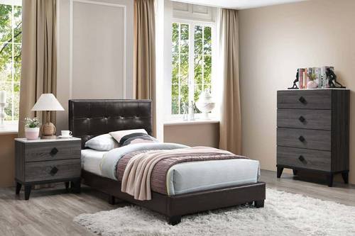 F9566 Brown Faux Leather Bed - Thumbnail 2
