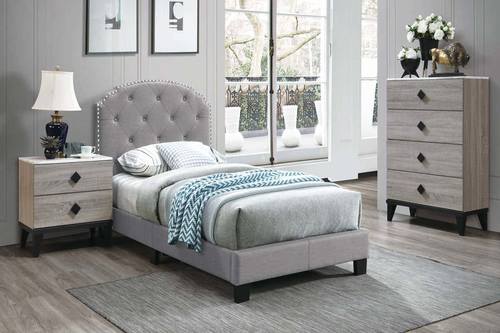 F9573 Light Grey Burlap Bed by Poundex