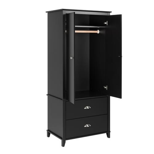 Yaletown Black Wood Armoire by Prepac