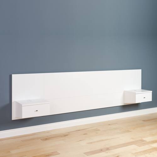 Floating White King Headboard w/Nightstand by Prepac