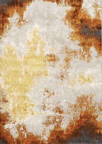 Parlour Cream Orange Distressed Abstract Rug by Kalora