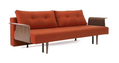 Recast Plus Sofa Bed w/Walnut Arms (Full Size) Elegance Paprika by  Innovation