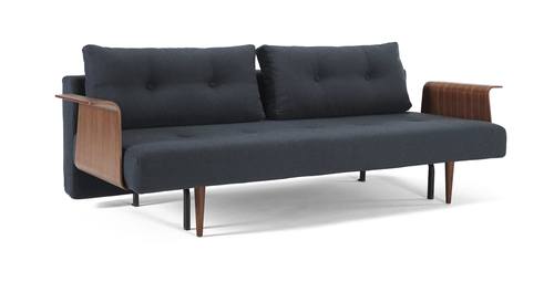 Recast Plus Sofa Bed w/Walnut Arms (Full Size) Nist Blue by Innovation