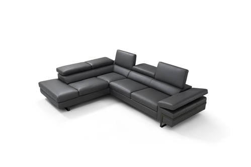 Rimini Dark Gray Italian Premium Leather Sectional by J&M Furniture