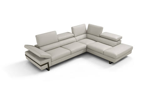 Rimini Light Gray Italian Premium Leather Sectional by J&M Furniture