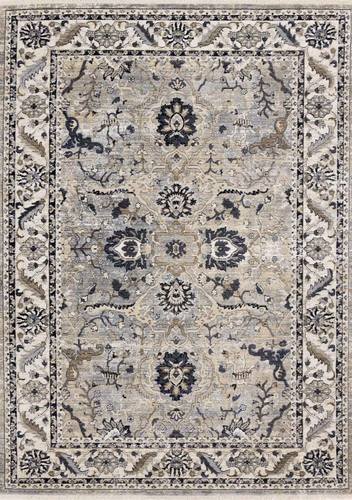 Samira Traditional Cream Blue Border Rug by Kalora