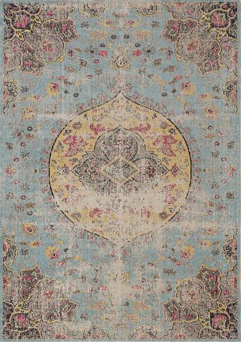 Sara Blue Yellow Jewel Centre Rug by Kalora