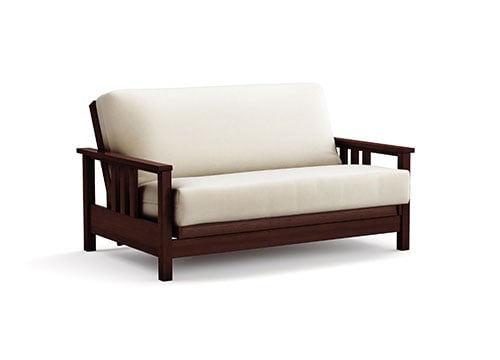 Futon Frame - Queen Loveseat Size - Durango Dark Cherry Wall Hugger by Strata Furniture