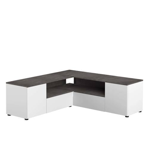 Angle TV Stand White/Concrete by Temahome