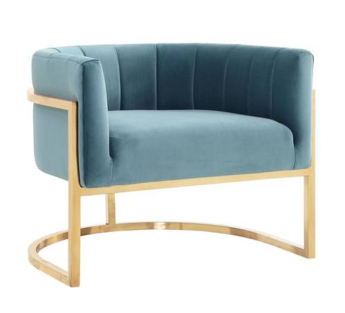 Magnolia Sea Blue Chair w/Gold Base by TOV Furniture