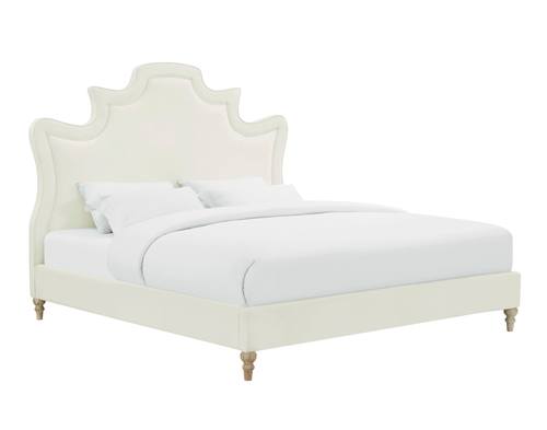Serenity Cream Velvet King Bed by TOV Furniture
