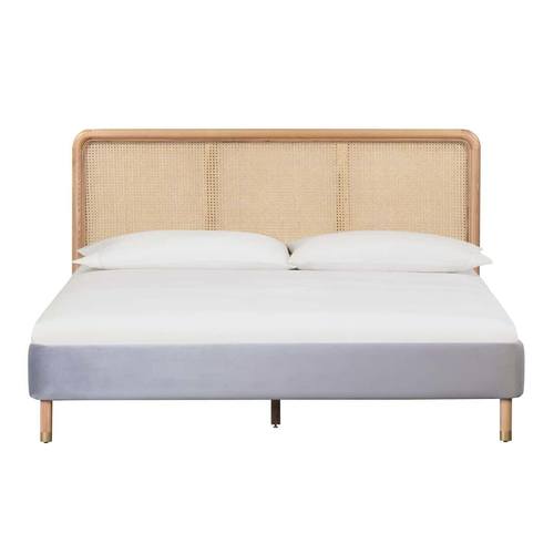 Kavali Gray Velvet King Bed by TOV Furniture