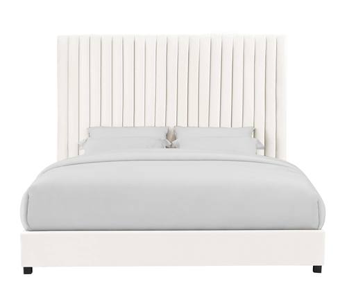Arabelle White Velvet Queen Bed by TOV Furniture