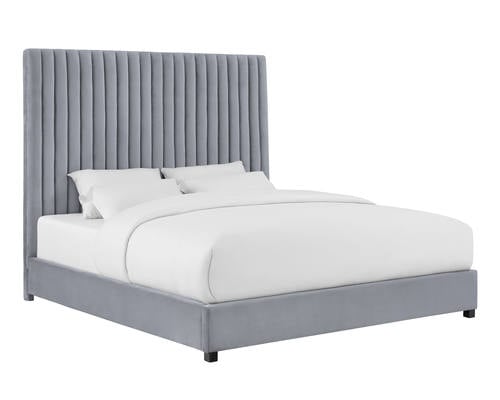 Arabelle Gray Velvet King Bed by TOV Furniture