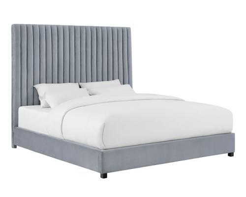 Arabelle Gray Velvet Queen Bed by TOV Furniture