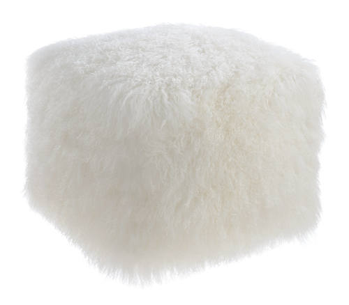Tibetan White Sheepskin Pouf by TOV Furniture