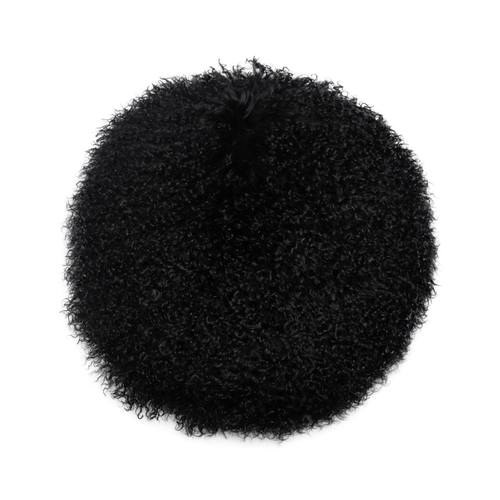 New Zealand Black Sheepskin 16 Inch Round Pillow by TOV Furniture