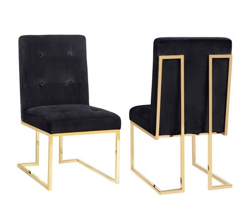 Akiko Black Velvet Chair - Set of 2 by TOV Furniture