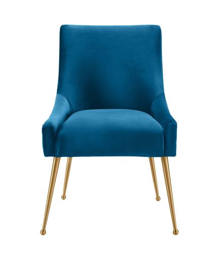 Beatrix Pleated Navy Blue Velvet Side Chair by TOV Furniture