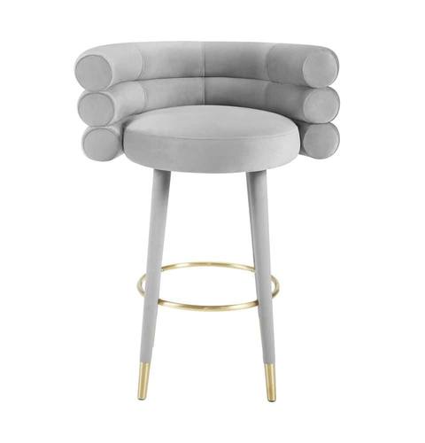 Betty Gray Velvet Barstool by TOV Furniture