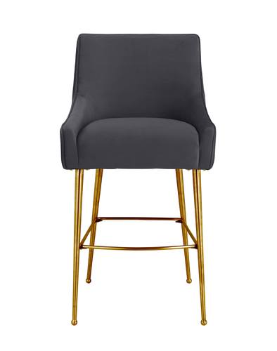 Beatrix Pleated Dark Gray Velvet Counter Stool by TOV Furniture