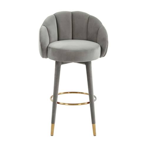 Myla Light Gray Swivel Bar Stool by TOV Furniture