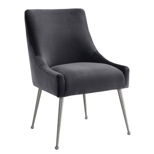 Beatrix Gray Velvet Side Chair w/Silver Leg by TOV Furniture