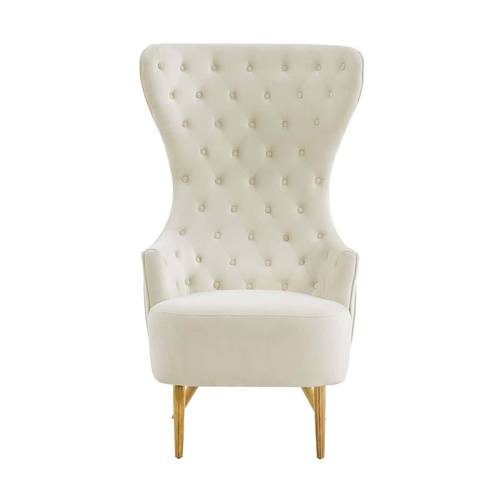 Jezebel Cream Velvet Wingback Chair by TOV Furniture