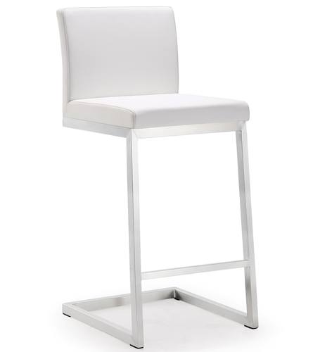Parma White Stainless Steel Counter Stool - Set of 2 by TOV Furniture