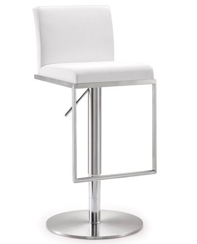 Amalfi White Stainless Steel Adjustable Barstool by TOV Furniture