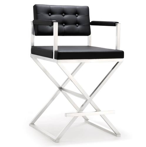 Director Black Stainless Steel Counter Stool by TOV Furniture