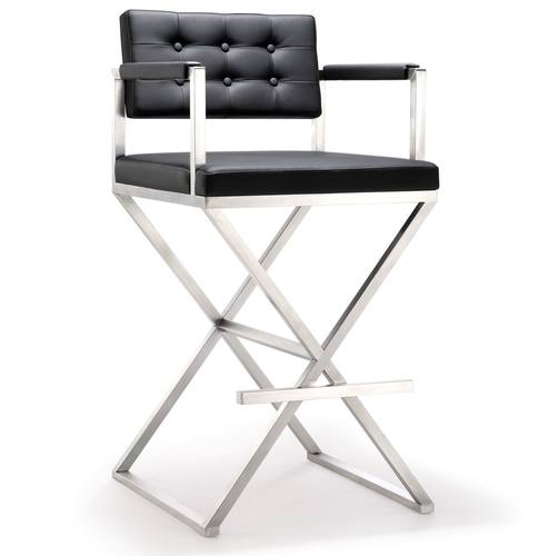 Director Black Stainless Steel Barstool by TOV Furniture