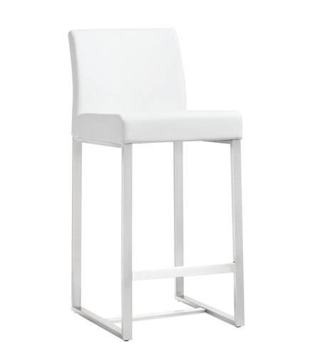 Denmark White Stainless Steel Counter Stool - Set of 2 by TOV Furniture