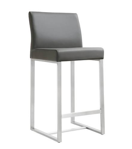 Denmark Gray Stainless Steel Counter Stool - Set of 2 by TOV Furniture