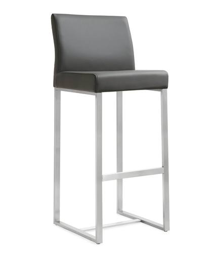 Denmark Gray Stainless Steel Barstool - Set of 2 by TOV Furniture